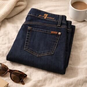 7 For All Mankind Jeans Women 27 Dark Wash Straight Leg Classic Premium Denim